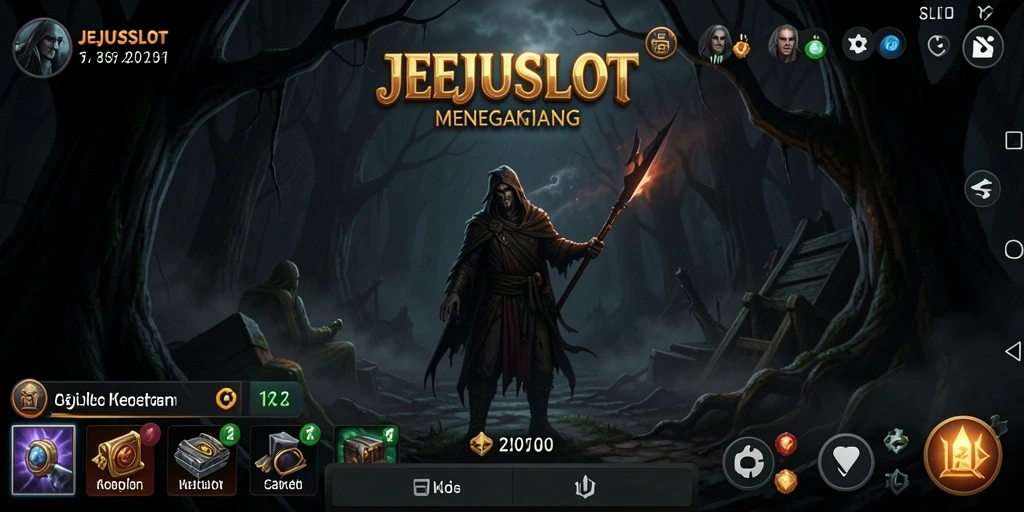 Screenshot menampilkan momen menakutkan dalam JEJUSLOT dengan suasana Horror.