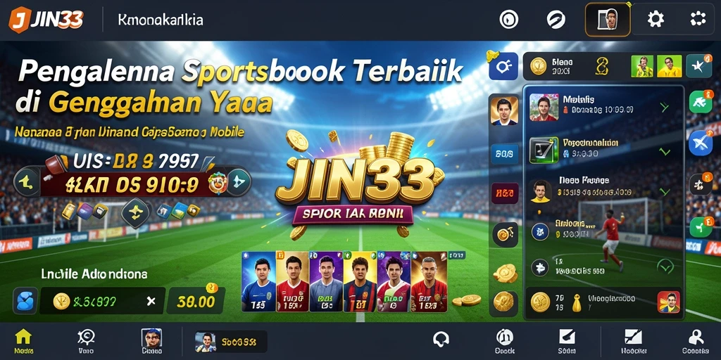Tampilan antarmuka aplikasi JIN33 yang menarik untuk taruhan Sportsbook.