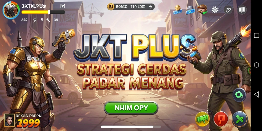 Screenshot utama JKTPLUS menampilkan aksi strategi yang mendebarkan.