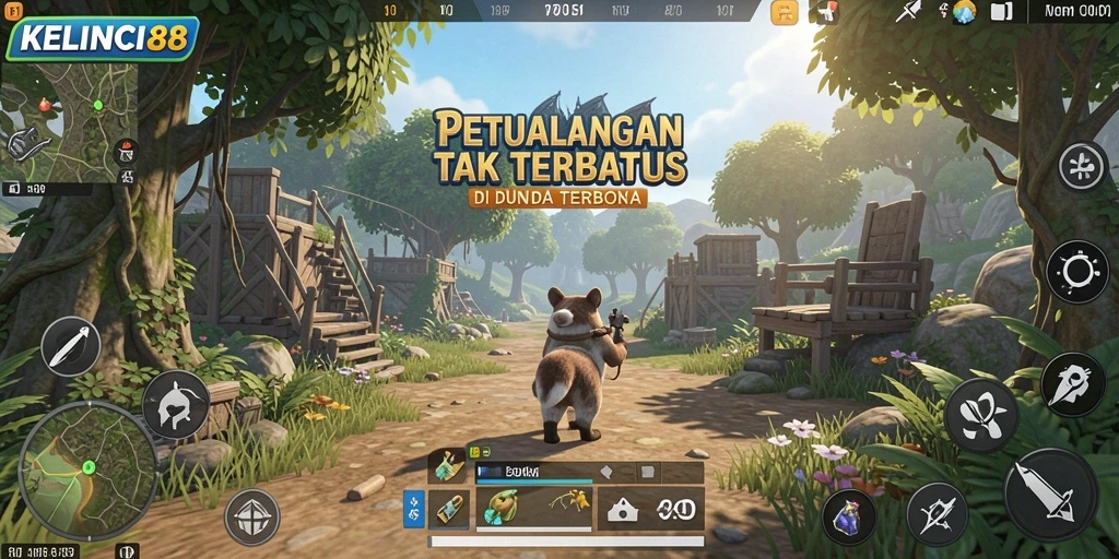 Tampilan gameplay KELINCI88 dengan dunia terbuka yang menakjubkan.