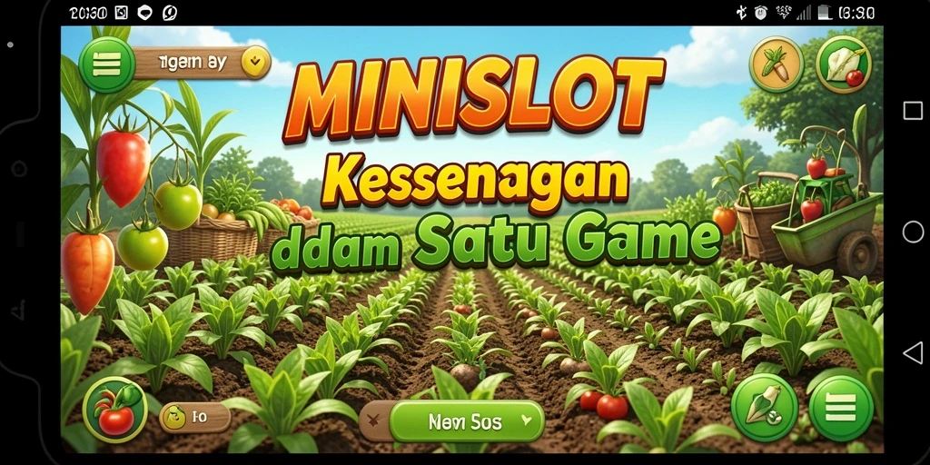 Tangkapan layar gameplay <strong>MINISLOT</strong> menampilkan aktivitas bertani yang menarik.