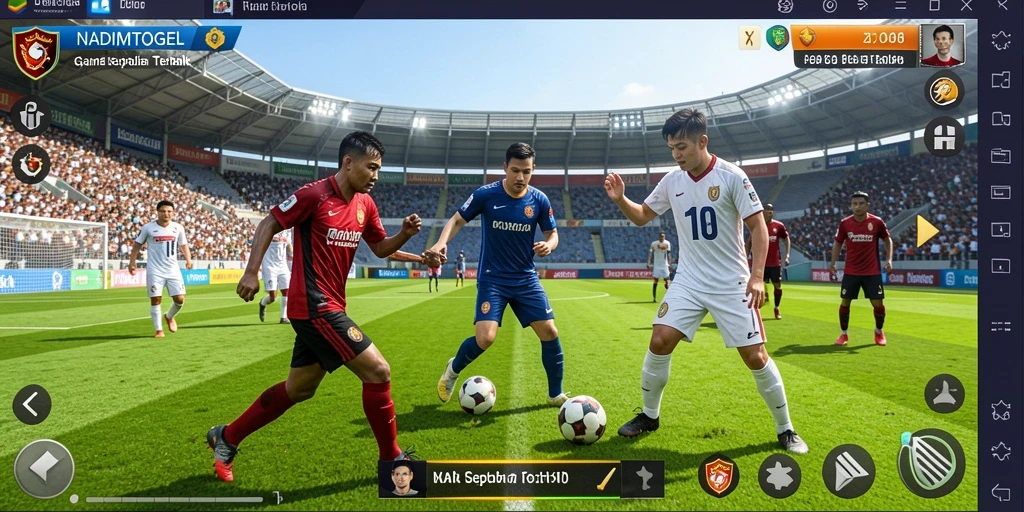 Tampilan gameplay NADIMTOGEL yang realistis dengan aksi sepak bola yang mendebarkan.